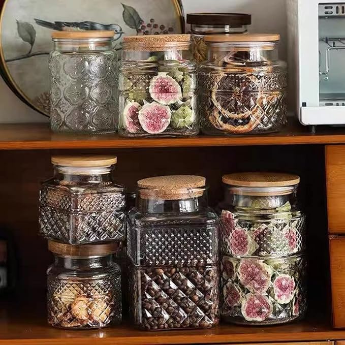 Large Glass Storage Jar, 2 Pack 60 FL OZ Glass Food Storage Containers with Bamboo Lid, Kitchen Containers Cereal Canisters Decorative Jar for Candy Snack Cookies Coffee Tea Nuts Airtight Glass Jars-Ruum Studio Home