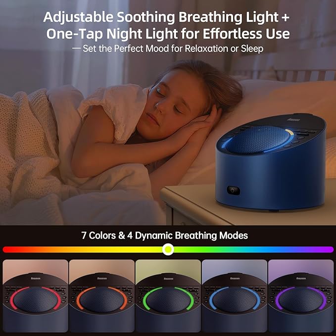 Sound Machine & Soothing Light |Optional Expan. Aroma Diffuser & Schumann Resonance (Add'l Purchase) |Premium Metal Shell with 50+ Calming Sounds System for Sleep, Focus, Relaxation –Adults Kids Baby-Ruum Studio Home