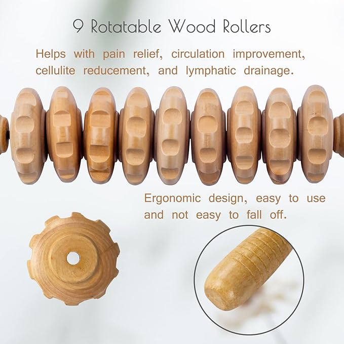 2pcs Wooden Massage Roller Wood Therapy Massage Tools Body Shaping，Anti Cellulite Wood Roller Masssager，Manuel Wooden Fascia Massage Roller，Wood Body Sculpting Tools，Wood Body Massage Roller-Ruum Studio Home
