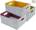 Welaxy Storage Baskets Collapsible Felt Storage bin Foldable Shelf Drawers Organizers for Kids Pet Toys magazine Books Clothes Closet Cabinet decluttering (Curry +Moss green + Wild berry)-Ruum Studio Home