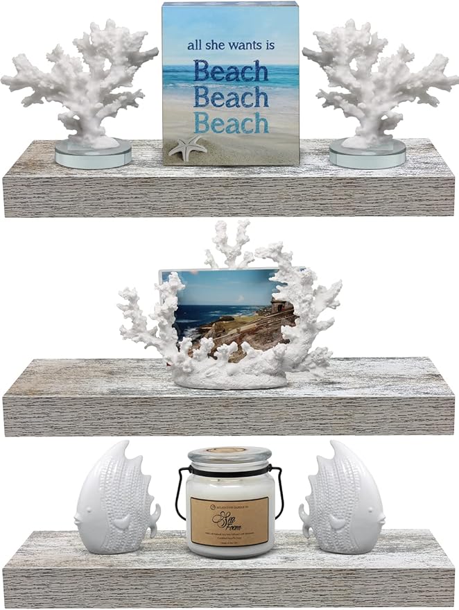 Sorbus Floating Shelves - 3 Pack 16 Inch Rustic Wall Shelves for Bedroom, Kitchen, Living Room, Bathroom Shelves, Home Decor, Office - Floating Shelf for Trophy, Books, Frames, Toilet Paper-Ruum Studio Home
