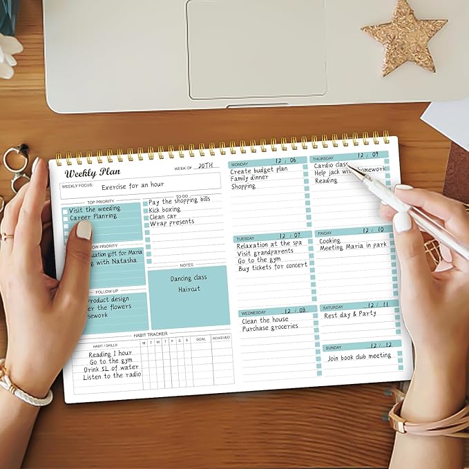 Weekly Planner Notepad Undated Weekly Goals Schedule Planner To Do List Notebook Planning Pad Calendars Organizers Habit Tracker Journal for Man & Women,52 Weeks (8.5x11")-Ruum Studio Home