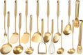 Gold Cooking Utensils Set - 18/10 Stainless Steel Large and Small Spoons Set, 16 PCS All Metal Kitchen Tools, Serving Utensils - Whisk, Masher, Fork, Tongs, Spatula, Ladle, Skimmer, Turner, Pasta-Ruum Studio Home
