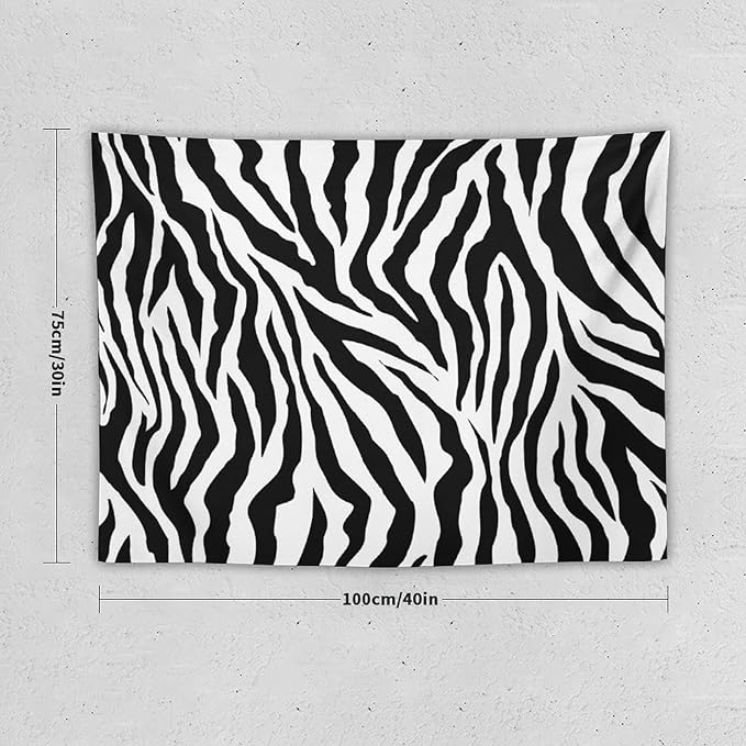 HZOHNAGO Zebra Print Tapestry Nature Wild Animals Black and White Stripe Printed Wall Tapestry Painting Wall Hanging for Bedroom Living Room Dorm 40" W x 30" H-Ruum Studio Home