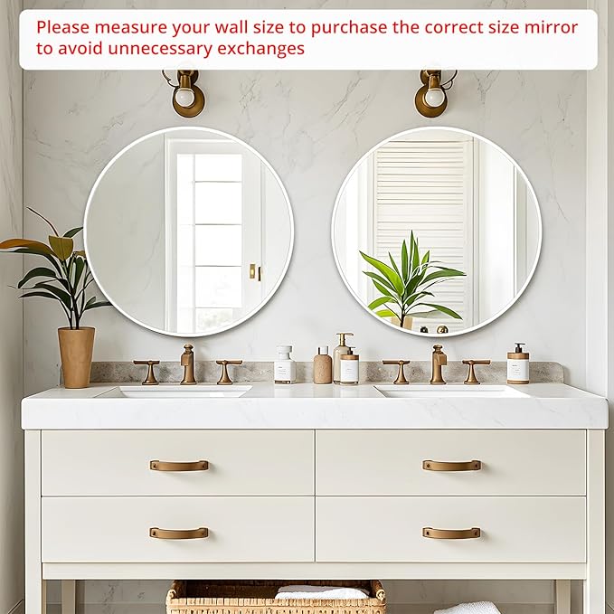 Fabuday White Round Mirror for Wall 20 inch - Circle Mirror for Bathroom, Entryway, Living Room, Hallway, Bedroom Decor, Small Matte Frame Mirrors-Ruum Studio Home