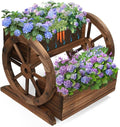 Wooden Wagon Planter Box, Garden Planter with Wheels,Decorative Planter for Flowers Herbs Vegetables for Indoor & Outdoor Décor, Flower Cart for Patio Garden Balcony-Ruum Studio Home
