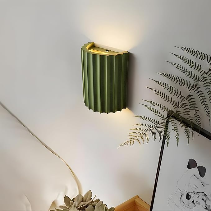LightInTheBox Modern LED Wall Sconce Minimalist Resin Wall Light Nordic Style Half-Cylinder Tree Root Desgin Up and Down Light for Stairs Hallway Bedroom Home (Green)-Ruum Studio Home