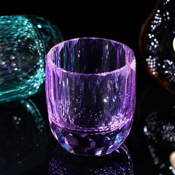 KAMMAK Crystal Whiskey Glasses Set of 2, 7oz Old Fashioned Glasses Stemless, Hand Blown Colored Cocktail Glasses, Engagement Gifts for Couples, Women, Men-Ruum Studio Home