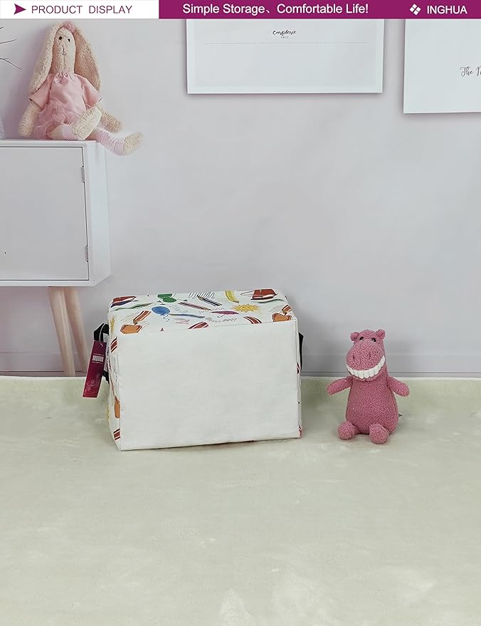 Rectangular Storage Basket Fabric Organizer Bin for Toys,Books,Clothes,Gifts,Pets-Perfect for Home,Office,Nursery,Dorm,Shelf(Rec-colored pencil )-Ruum Studio Home