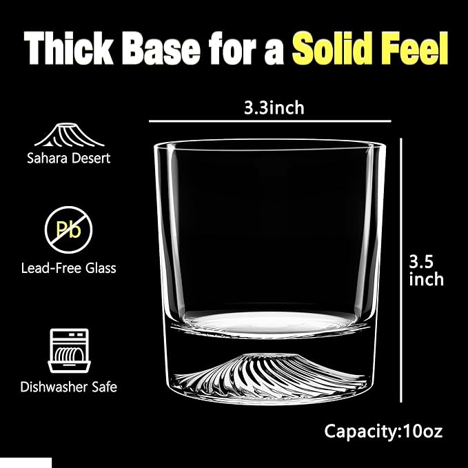 Crystal Whiskey Glasses Set of 2 – 10oz Old Fashioned Rocks Glass for Scotch, Bourbon, Rum & Cocktail – Premium Gift for Men, Dad, or Husband-Ruum Studio Home