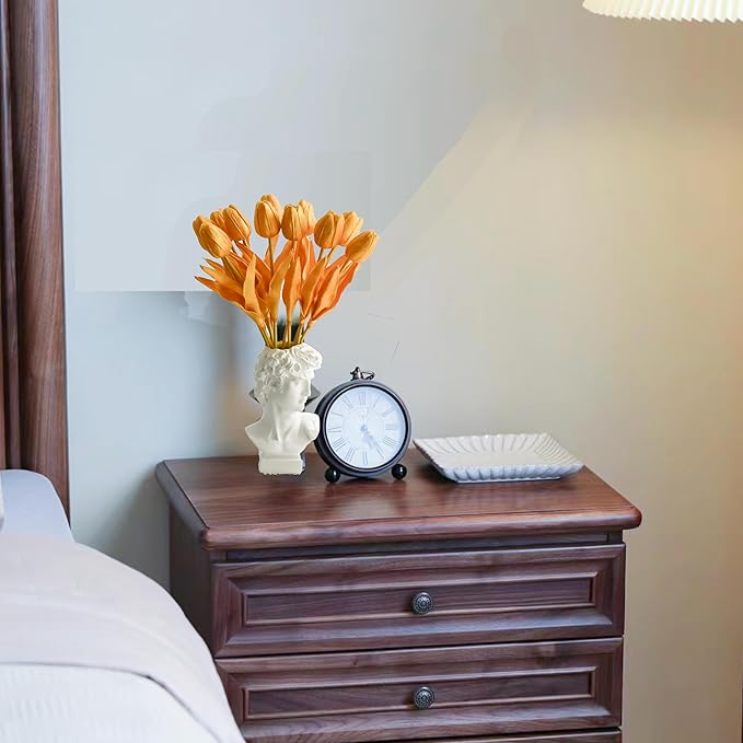 Mandy's Artificial Tulips 12 Stems Fully Gold PU Faux Flowers for Wedding Home Decor 13.5 Inch-Ruum Studio Home