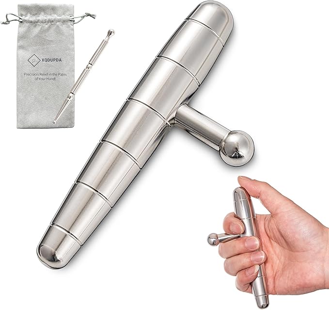 2 in 1 Trigger Points Massage Tool Stainless Steel T-Bar Deep Tissue Massage Tool for Pain Relief Full-Body Fascial Relaxation – Ideal for Shoulders, Neck, Legs, and Arms – Perfect for Sports Therapy-Ruum Studio Home