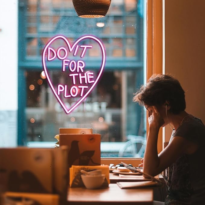 Do It For The Plot Neon Sign Dimmable Pink Words Neon Light for Wall Decor USB Led Heart Neon Light Sign for Bedroom Living Room Wedding Party Bar Neon Sign-Ruum Studio Home