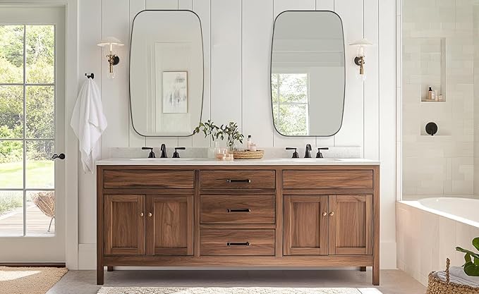 ANDY STAR Bronze Bathroom Mirror, 24x40 Inch Bronze Oval Mirror for Bathroom with Stainless Steel Metal Frame, Oblong Mirror for Bathroom, Living Room, Entryway-Ruum Studio Home