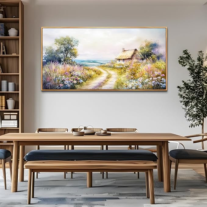 ZUITINGHUA Large Wood Framed Wall Decor For Living Room Canvas Wall Art For Office Modern Wall Decorations For Bedroom Country Road Landscape Painting Farmhouse Pictures Artwork Home Decor 24x48 In-Ruum Studio Home