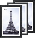 VCK 14x22 Picture Frame Set of 3, Exclusive Black Woodgrain, Solid Wood Poster Frames - Wall Hanging-Ruum Studio Home