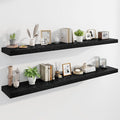 Marsmiles 72" Floating Shelves for Wall, Wooden Shelves with Invisible Brackets Set of 2, Rustic Farmhouse Wall Mounted Shelf for Kitchen Bathroom Living Room Study, Black-Ruum Studio Home
