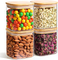 ComSaf 0.7 Qt Glass Food Storage Jars Set of 4, Clear Glass Storage Containers with Lids, Pantry Organization Jar, Spice Jar, Blooming Tea, Coffee and Sugar Container, Small Canister Set for Kitchen-Ruum Studio Home