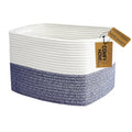 COMFY-HOMI Medium Cotton Rope Basket With Handles for Shelves|Dog Toy|Baby Gift Basket Empty for Organizing|NEW Generation 13.5" x 11" x 9.5" Living Room (Navy Blue)-Ruum Studio Home