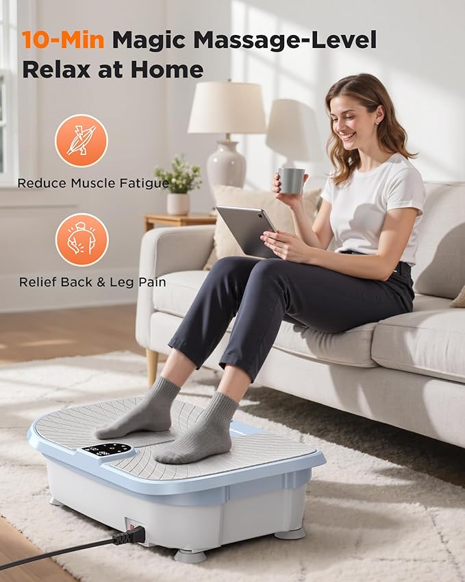 FEIERDUN Vibration Plate Exercise Machine, 400 LBS Capacity Vibration Plate for Lymphatic Drainage, Max Space for Whole-Body Workout & Relaxation at Home-Ruum Studio Home