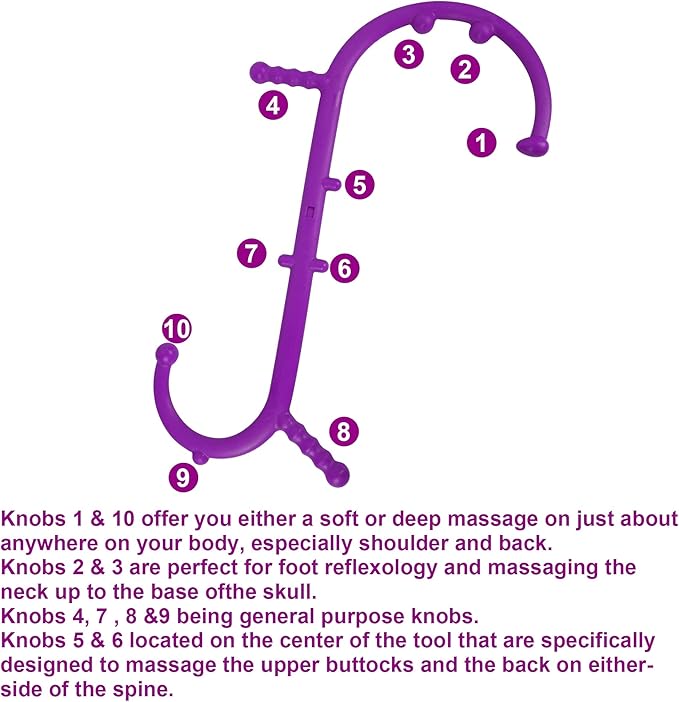 Massage Trigger Point Cane, Muscle Release Tool Self Massage Hook Cane, Handheld Back, Neck, Shoulder, Leg and Feet Massager Rod, Body Deep Tissue for Men & Women, Purple-Ruum Studio Home
