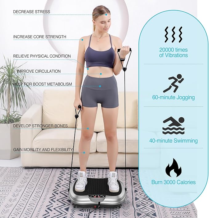 AXV Vibration Plate Exercise Machine Whole Body Workout Portable Mini Vibrate Fitness Platform Lymphatic Drainage Machine for Weight Loss Shaping Toning Wellness Home Gyms Workout (Mini)-Ruum Studio Home