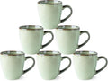 GBHOME Ceramic Coffee Mugs Set of 6, 12oz Stoneware Coffee Mugs Set For Dad Mom Women MEN, Light Weight Coffee Cups for Latte/Tea/Beer/Hot Cocoa, Dishwasher & Microwave Safe, Pastel Green-Ruum Studio Home