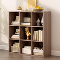 9-Cube Storage Shelf Bookcase - Wooden 3-Tier Floor Standing Open Bookshelf for Home and Office, Cuby Orgainzer, Walnut-Ruum Studio Home