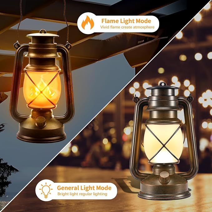 Battery-Powered 2 Modes Lighting LED Vintage Lanterns Decorative Outdoor & Indoor, 2 Pack Bronze Lights with Dancing Flame, Waterproof Remote Control Retro Lanterns Decor for Room,Garden,Porch-Ruum Studio Home