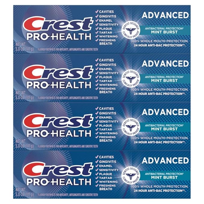 Crest Pro-Health Advanced Antibacterial Protection Toothpaste - Pack of 4, 5 Oz Tubes-Ruum Studio Home
