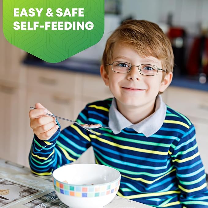 Toddler Utensils 4 Set, Kids Stainless Steel Silverware Set - 2pcs Forks and 2pcs Spoon, Cute Children Flatware Sets with Mirror Polished, Self Feeding Safe, Dishwasher Safe-Ruum Studio Home