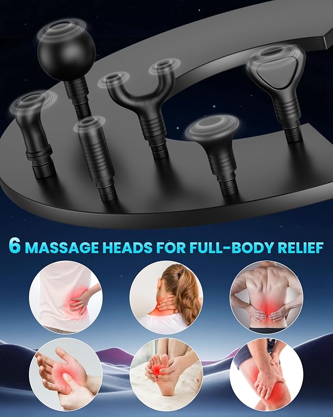 Deep Tissue Massage Gun, Portable Percussion Electric Muscle Massager for Pain Relief, Handheld Massagers with 30 Speeds & 6 Attachments for Back and Neck, Gifts for Men Women-Ruum Studio Home