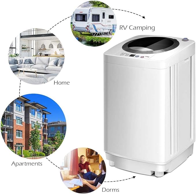 Giantex Portable Washing Machine, Full Automatic Washer and Dryer Combo, with Built-in Pump Drain 8 LBS Capacity Compact Laundry Washer Spin Dryer for Apartment RV Dorm-Ruum Studio Home