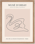 Poster Master Vintage Poster - Retro One Line Swan Drawing Print - Swan Art - Bird Art - Minimal Gift for Her, Animal Lover - Abstract Decor for Home, Office, Bedroom, 11x14 Beige Framed-Ruum Studio Home