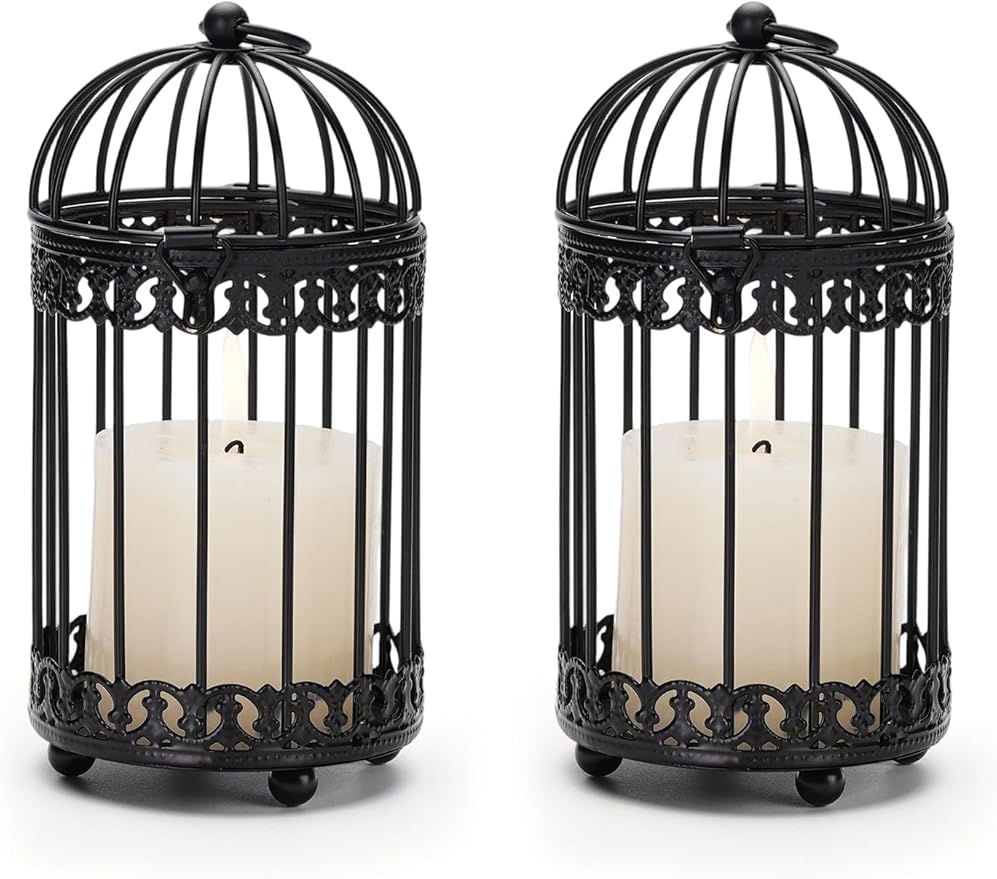 NUPTIO Vintage Bird Cage Decor: Decorative Bird Cage Candle Holder for Table - Hanging Metal Small Birdcage Tealight Votive Holders for Christmas Bridal Shower Centerpiece 6 Inch H-Ruum Studio Home
