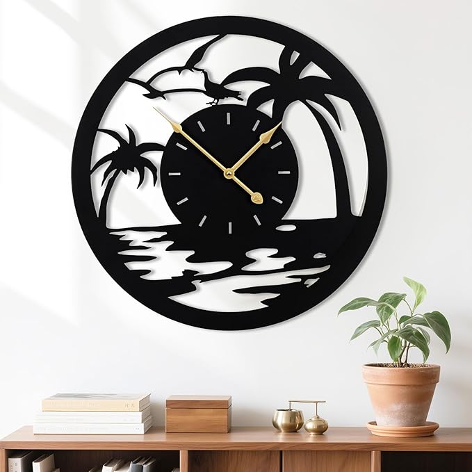 24inches/60cm Large Wall Clocks Battery Powered No Ticking Silent Round Black Modern Unique Metal Wall Clocks Suitable Living Room Kitchen Bedroom Fireplace Office Farmhouse。-Ruum Studio Home