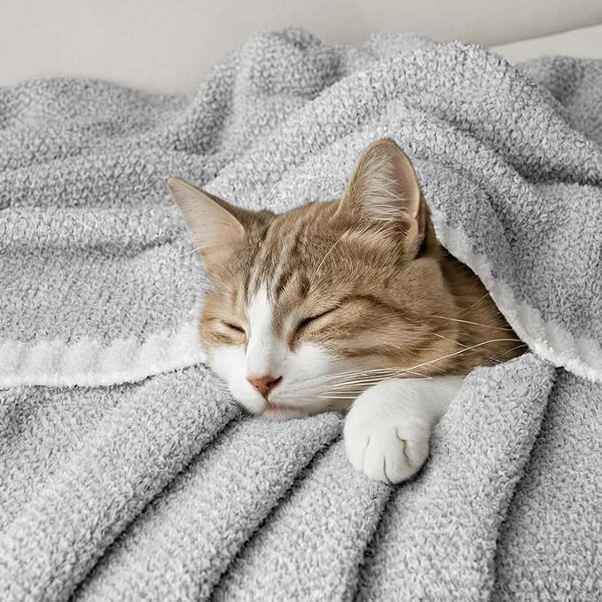 MIULEE Super Soft Throw Blanket for Couch, Light Grey Cozy Fluffy Warm Blankets Lightweight Knit Throw Blankets for Sofa, Bed, Chair, Living Room, Camping, Picnic, 60 x 80 inch-Ruum Studio Home