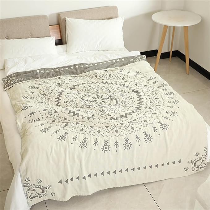 MSGKV Woven Boho Throw Blanket for Couch 100% Cotton Blankets,Versatile KnitWoven Blanket, Super Soft Warm & Decorative Blanket for Chair Bed Sofa and Living Room, 60''Wx 80''L-Ruum Studio Home