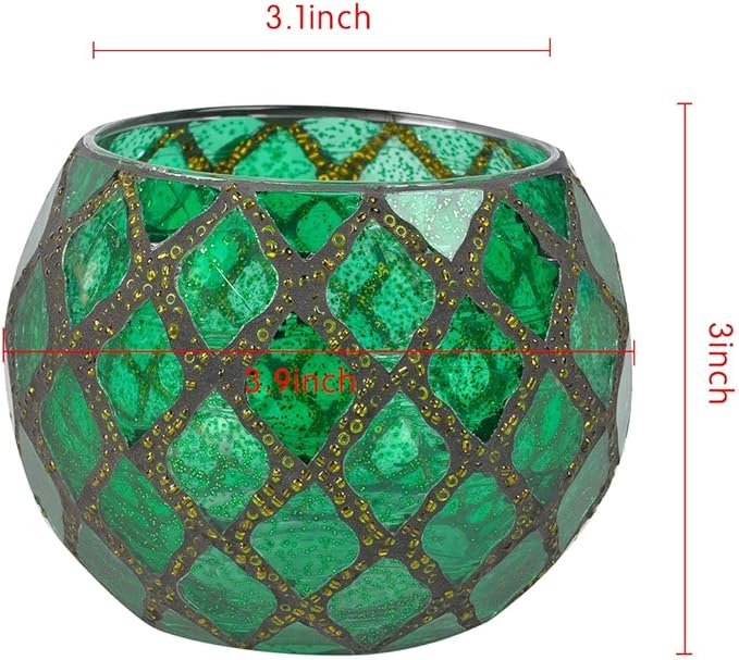 Votive Candle Holder Tea Lights - Glass Candle Holders, Mosaic Tealight Candle Holder, Candle Jar Cup for Wedding Centerpiece Party Table Decorations, Valentines Day Decor-Ruum Studio Home