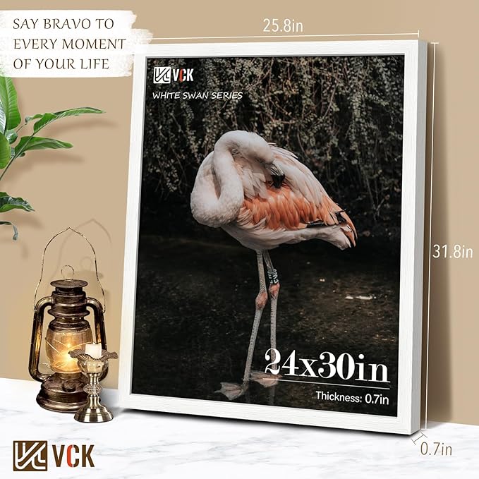 VCK 24x30 Poster Frames Set of 3, White Solid Wood Picture Frame, Textured Exclusive Gallery Frame - Wall Hanging-Ruum Studio Home