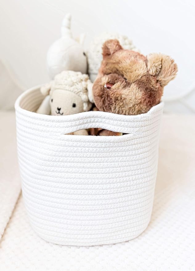 OrganiHaus Set of 3 Woven Storage Baskets for Organizing, Cotton Rope Organizer Bins for Shelves, Closet & Nursery, Dog Toy Basket, Decorative Bins for Toys, Towels & Books - 15x10x9, Off-White-Ruum Studio Home