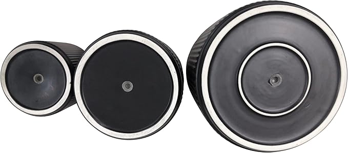 Amazon Basics Assorted Sizes Fluted Ceramic Round Planters, Set of 3, 6 inch, 8 inch, 10 inch, Black-Ruum Studio Home