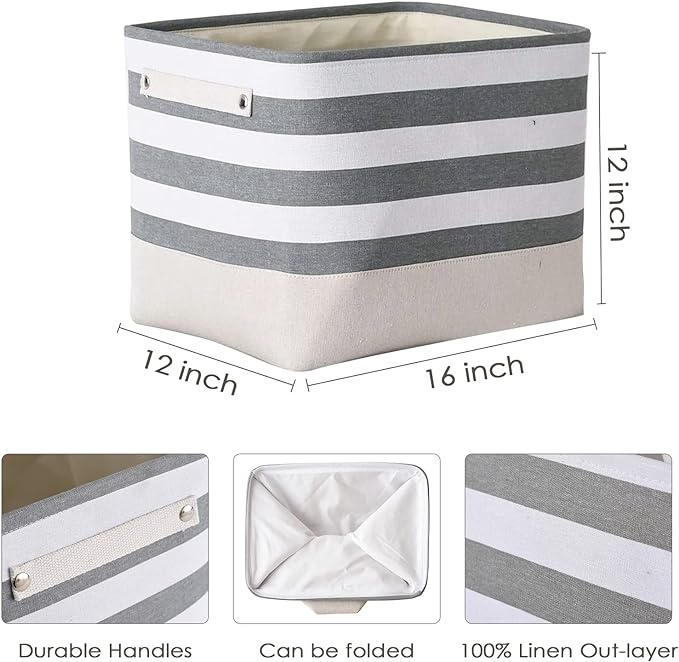 TheWarmHome Extra Large Cube Storage Bins Baskets for Organizing, Sturdy Fabric Storage Basket Cube W/Handles, Decorative Foldable Storage Baskets for Shelves Closet Nursery Toy (3 Pack 16×12×12inch)-Ruum Studio Home