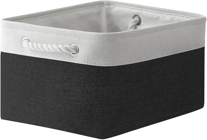 TheWarmHome Storage Bins for Shelves - 1 Pack 15.7x11.8x8.3 inch Canvas Storage Basket for Organizing Cubes Gift Dog Cloth Toy (White & Black)-Ruum Studio Home