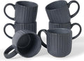 famiware Coffee Mugs Set of 6, Starlight 11 oz Mug Cup Set with Handle for Coffee, Tea, Cocoa, Milk - Ceramic Stoneware Mug Set, Matte Black Grey-Ruum Studio Home