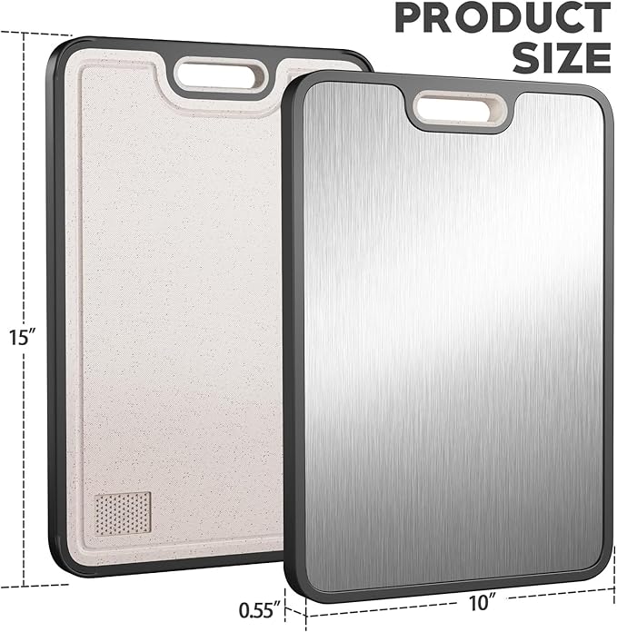 Titanium Cutting Board for Kitchen – Large Double-Sided Food Grade Boards, 16”×11” Pure Titanium & Wheat Straw, Dishwasher Safe, Easy to Clean for Meat, Vegetables & Fruits-Ruum Studio Home
