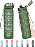 Enerbone Water Bottle, Leakproof BPA & Toxic Free, Motivational Water Bottle with Times to Drink and Straw, Fitness Sports Water Bottle with Strap for Office, Gym, Outdoor Sports-Ruum Studio Home
