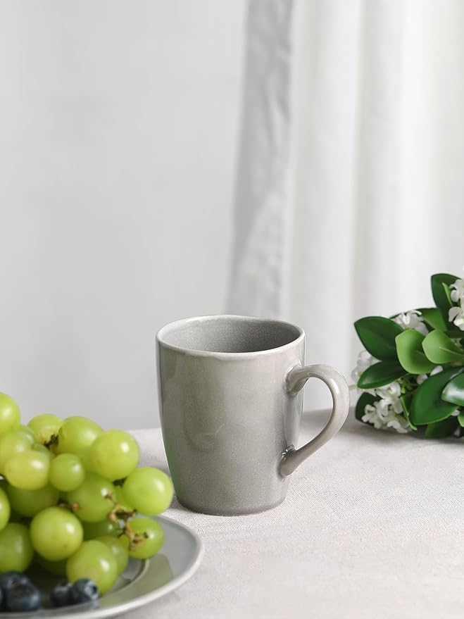 famiware Aurora Coffee Mugs, 14oz Mug Set of 4, Stoneware Mug, Cups for Kitchen, Cappuccino, Latte, Reactive Glaze, Microwave Safe, Scractch-resistant, Slate gray-Ruum Studio Home