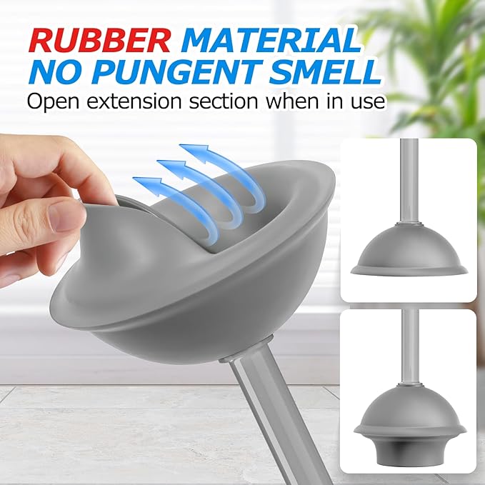 2Pack 2 in 1 Toilet Brush and Plunger Set, Extended Handle Plunger，Toilet Bowl Brush Plunger Set,Bathroom Cleaning Tools ，Toilet Brush Plunger Combo，Cleaning Brush，Cleaning Supplies（Dark Grey）-Ruum Studio Home