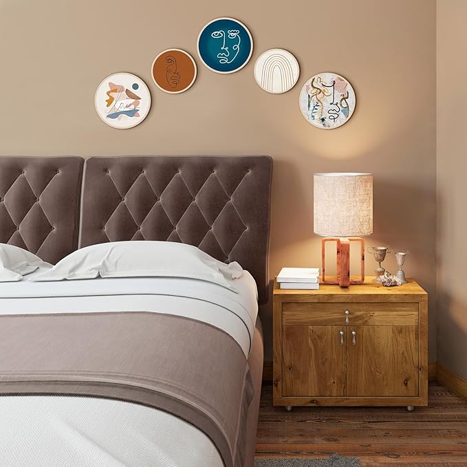 Qunclay 5 Pcs Wall Art Decor Wooden Living Room Wall Decor Bohemian Hanging Farmhouse Geometric 10'' and 8'' Aesthetic Wood Minimalist Posters for Bedroom(Abstract)-Ruum Studio Home